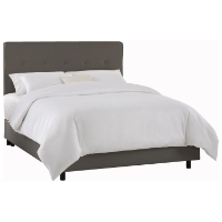 Cassiopeia Upholstered Bed - Twill, Button Accents, Gray