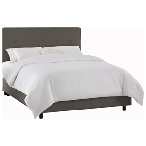 Cassiopeia Upholstered Bed - Twill, Button Accents, Gray 