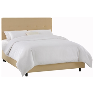 Cassiopeia Upholstered Bed - Twill, Button Accents, Khaki 
