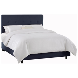 Cassiopeia Upholstered Bed - Twill, Button Accents, Navy 