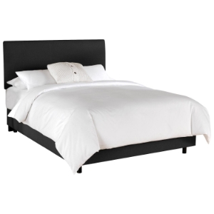 Caelum Bed - Linen Slipcover Headboard, Black 