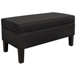 Perseus Upholstered Storage Bench - Decorative Piping, Black 