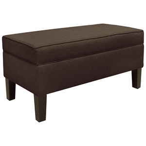 Perseus Upholstered Storage Bench - Decorative Piping, Chocolate 