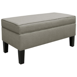 Perseus Upholstered Storage Bench - Decorative Piping, Gray 