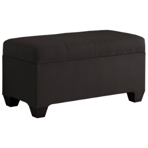 Vela Storage Bench - Microsuede, Seams, Black 