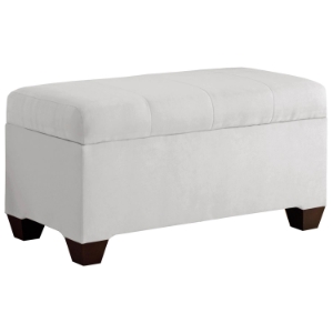 Vela Storage Bench - Microsuede, Seams, White 