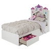 Vito Twin Bookcase Headboard with Decals - Royal Palace Theme, Pure White - SS-10099