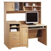Squared Computer Desk and Hutch in Maple - SS-7243787