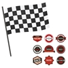 Luka Racing Flag and Race Badges Wall Decals Set - Red and Black - SS-8050028