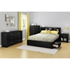 Fusion Queen Mates Bed - 2 Drawers, Pure Black - SS-9008B1
