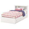 Litchi Twin Mates Bedroom Set - 2 Drawers, Pure White - SS-9011-BED-SET