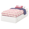 Litchi Twin Mates Bed - 2 Drawers, Pure White - SS-9011213