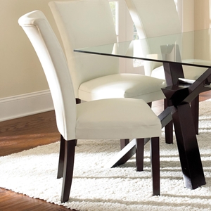 Berkley Leather Parson Chair - White, Wood Legs (Set of 2) 