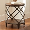 Winston Round End Table - Distressed Tobacco, Antiqued Metal - SSC-WN450E