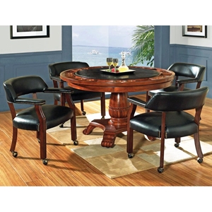 Tournament 5 Piece Game Set with Black Chairs on Casters 