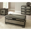 Rowan Storage Trunk / Coffee Table - Leather Accents, Gray - SSC-RW300C