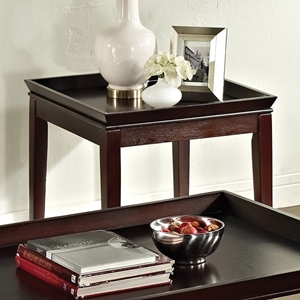 Clemson Square End Table - Recessed Top, Dark Cherry 