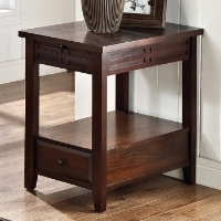 Crestline Chairside End Table - Drawer, Distressed Walnut