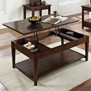 Crestline Cocktail Table - Lift Top, Distressed Walnut 