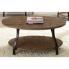 Denise Oval Coffee Table - Light Oak Wood Top, Metal Base - SSC-DN200C