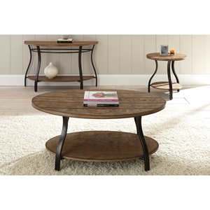 Denise Half Moon Sofa Table - Light Oak Wood Top, Metal Base 