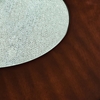 Rafael Round Coffee Table - Crackled Glass, Dark Cherry Wood - SSC-RF300C