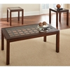 Dixon Coffee Table & Side Tables Set - Tempered Glass, Cherry - SSC-DX3000