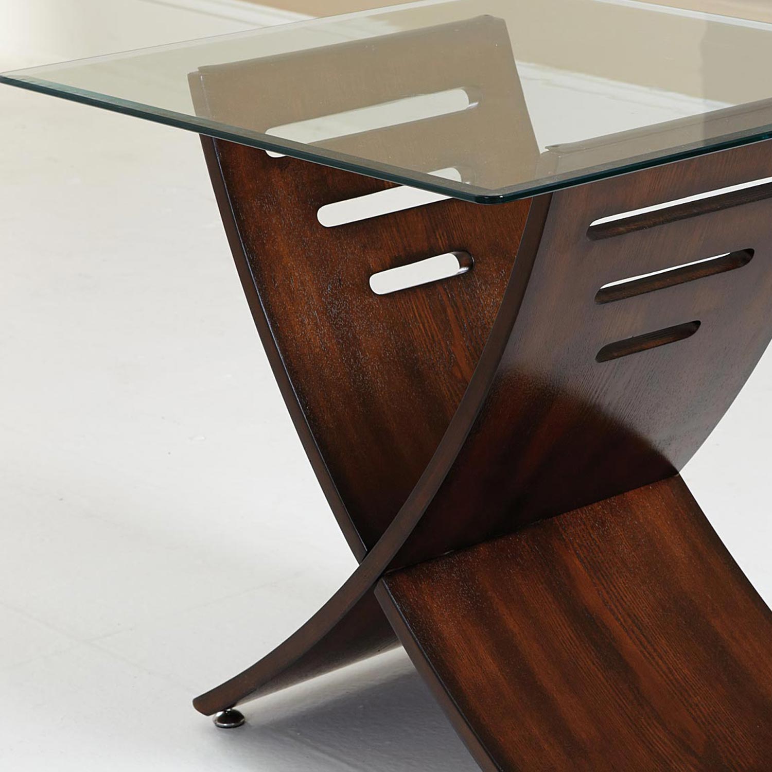 Cafe Occasional Tables Set - Beveled Glass, Dark Cherry Wood | DCG Stores