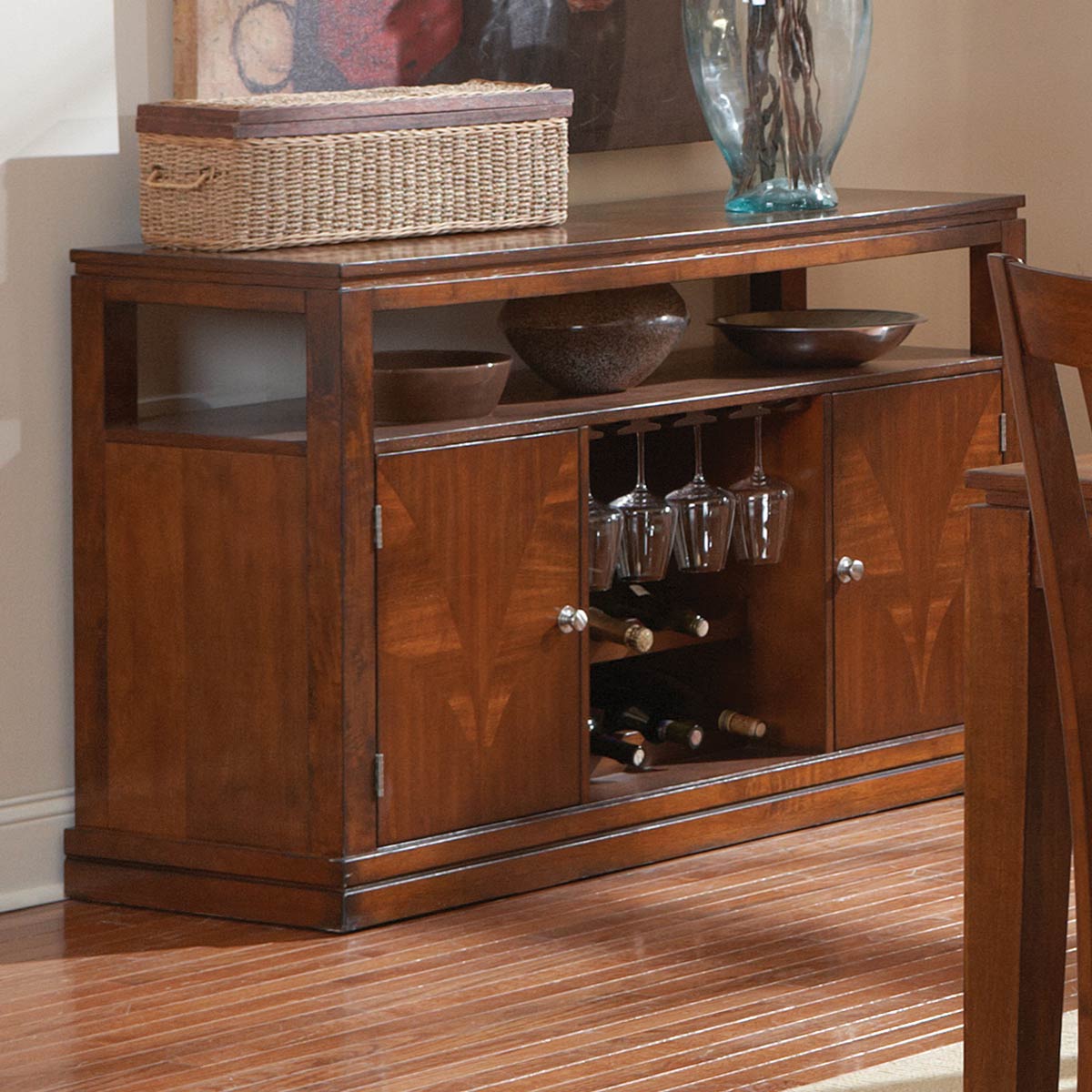 Easton 2-Door Server - Stemware Rack, Wine Storage, Cherry | DCG Stores