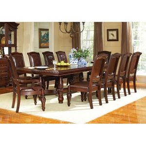 Antoinette 11 Piece Dining Set with Hand Carved Accents 