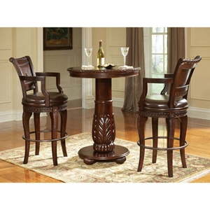 Antoinette Hand Carved Bar Set with Swivel Chairs 