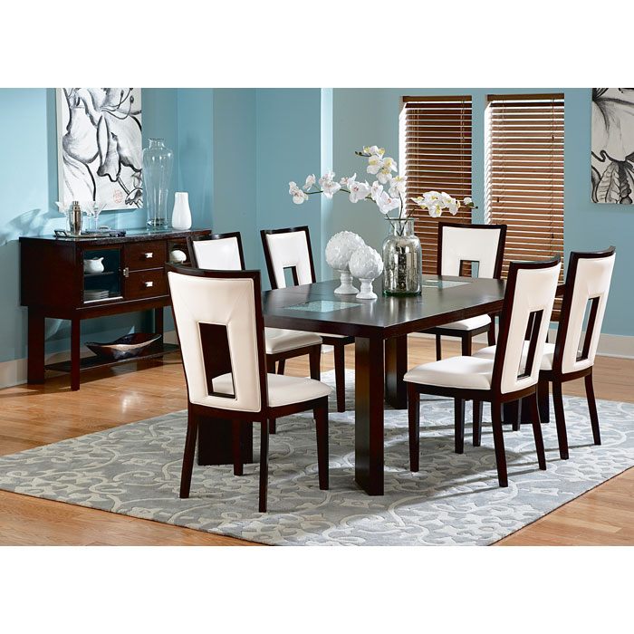 Delano Extending Dining Table With, Dining Room Table With Glass Insert