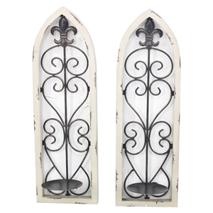 2-Piece Metal and Wood Candle Holder (Set of 2) 