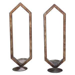 2-Piece Metal Candle Holder with Mirror (Set of 4) 