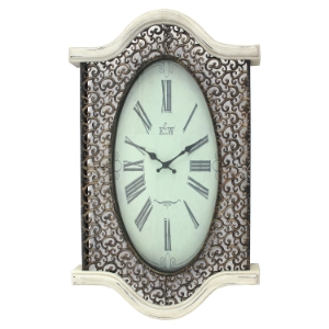 Metal and Wood Wall Clock - White (Set of 2) 