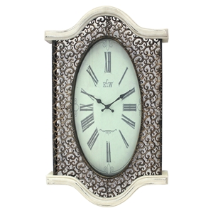 Metal and Wood Wall Clock - White (Set of 2) 