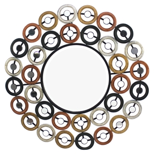 Metal Wall Mirror - Round, Multi-Color (Set of 4) 