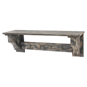 Wood Shelf with 4 Hooks (Set of 2) 