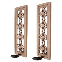 2-Piece Wood Candle Holder - Brown (Set of 4)