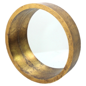 35.75" Round Wood Wall Mirror 