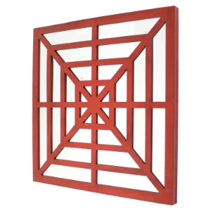 Square Mirror Wall Decor - Red (Set of 2) 