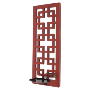 Red Wooden Candle Holder (Set of 4) 