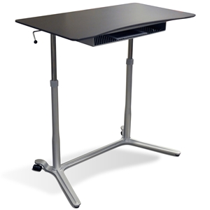 Mobile Sit & Stand Desk - Adjustable Height, Espresso 