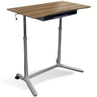 Mobile Sit & Stand Desk - Adjustable Height, Walnut