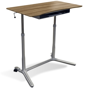 Mobile Sit & Stand Desk - Adjustable Height, Walnut 