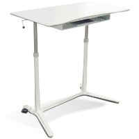 Mobile Sit & Stand Desk - Adjustable Height, White