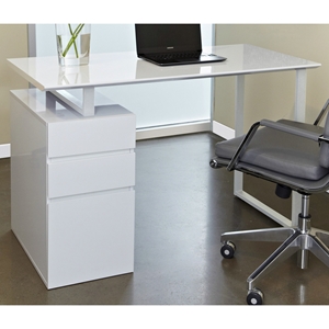 Contemporary Pedestal Desk - White 