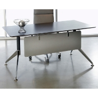 63 Inch Rectangular Desk - Steel Legs, Modesty Panel, Espresso