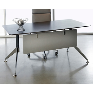 63 Inch Rectangular Desk - Steel Legs, Modesty Panel, Espresso 