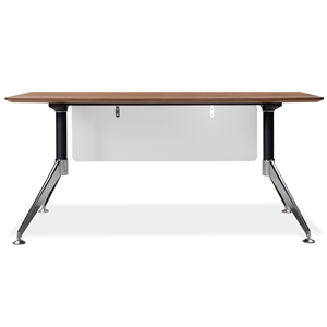 63 Inch Rectangular Desk - Steel Legs, Modesty Panel, Walnut 